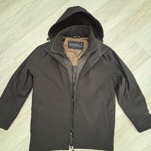 Weatherproof Men's Black and Tan Hooded Jacket